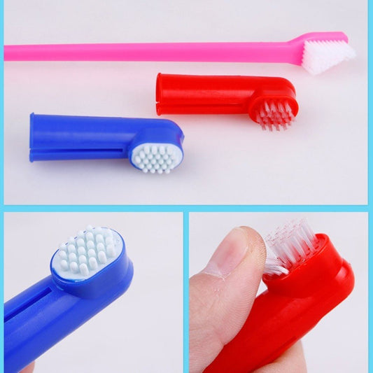 Double Head Toothbrush Soft Pet Finger Toothbrush Set Pets Dogs Cats Teeth Care Cleaning Brush Pets Grooming Tools