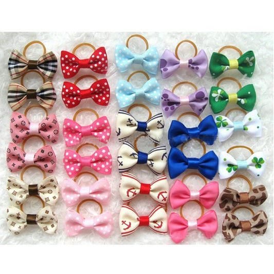 20pcs Double-layer Pet Hair Bows Assorted Colors