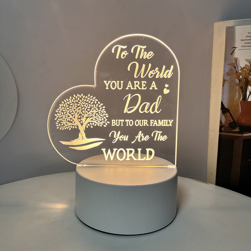 Creative 3D Night Heart Shaped Blessing Language USB Small Table Lamp