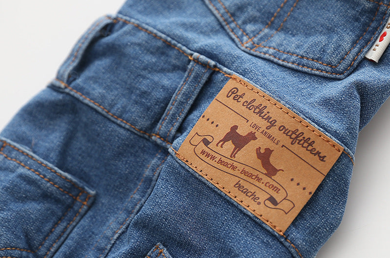 Comfortable stretch jeans pet suspenders