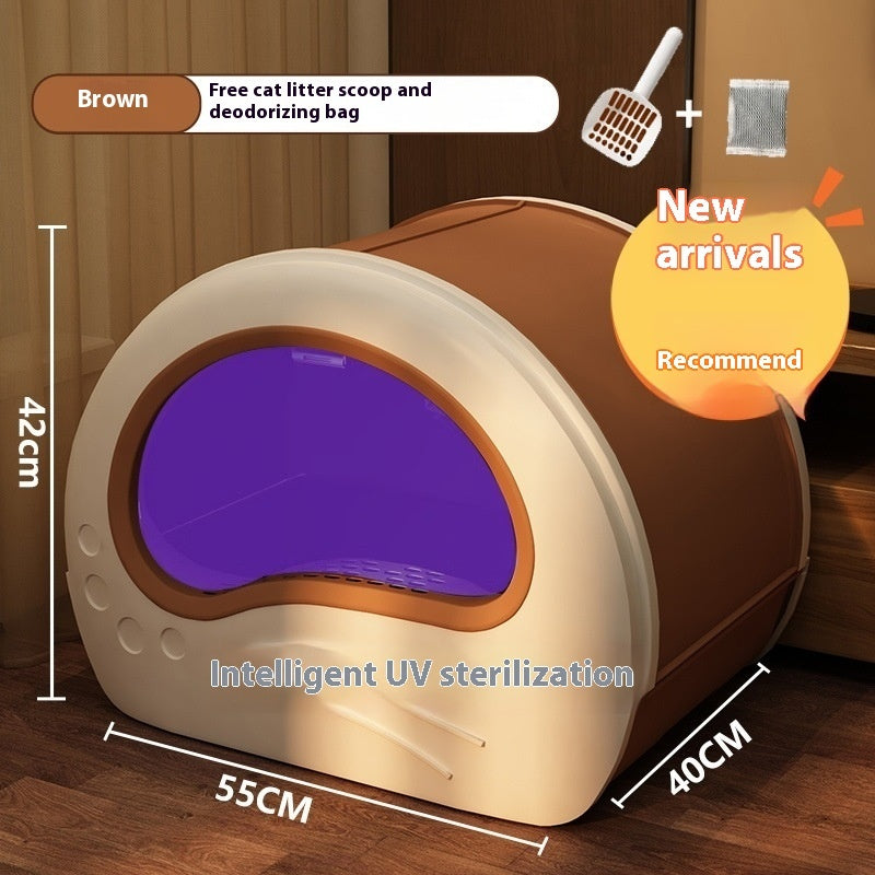 Extra Large Fully Enclosed Deodorant Anti-splash Cat Toilet