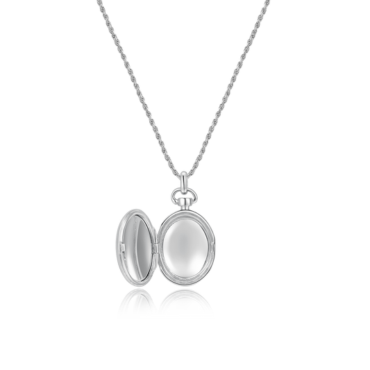 Rhodium Plated Luna Oval Whisper Locket SN011