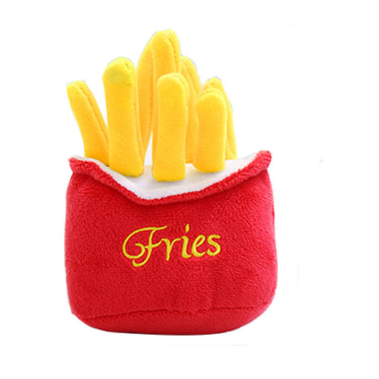 Plush Vocal Toy Cute Cat Toy French Fries Burger Pet Supplies Toy