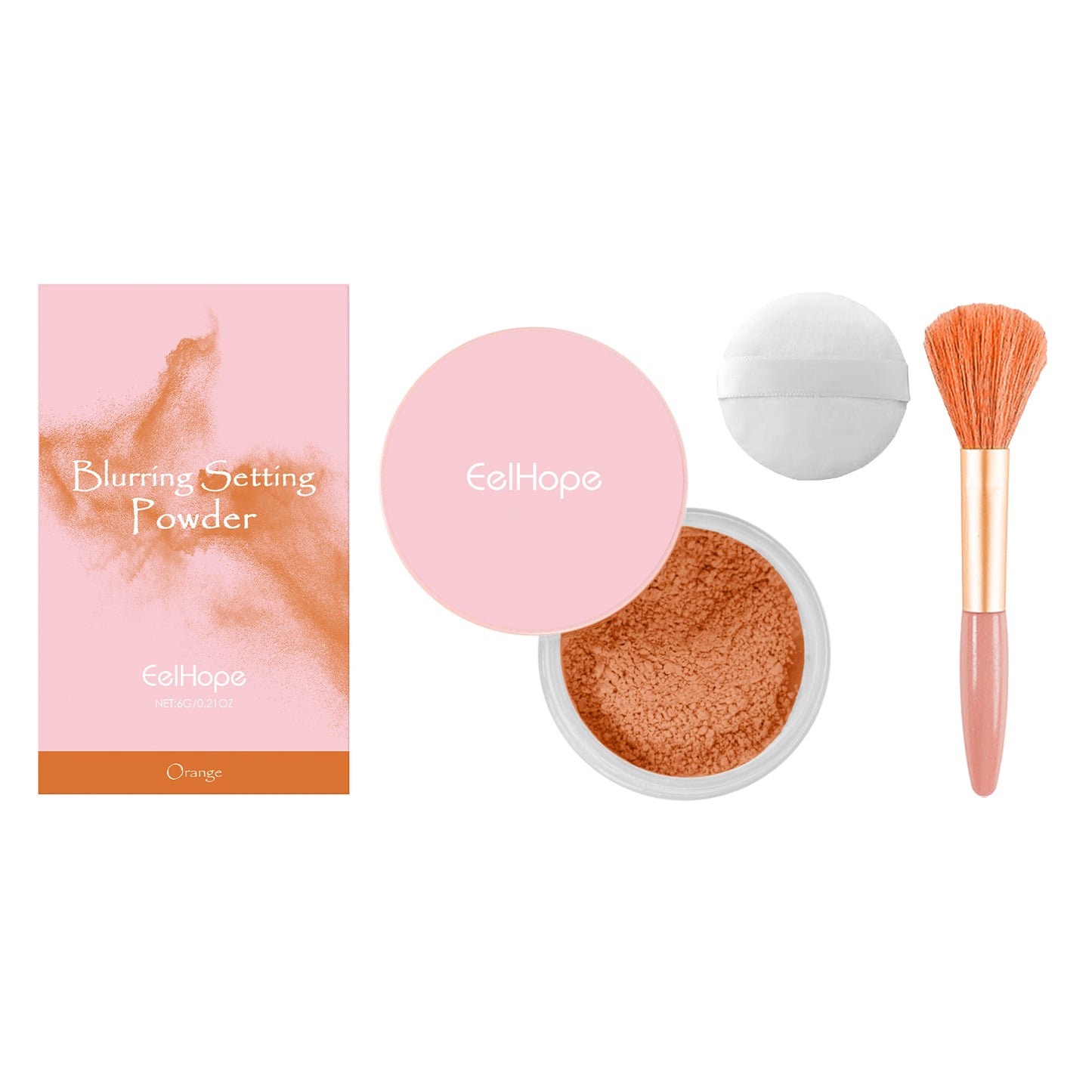 Setting powder with brush, Natural Makeup Light, Delicate Breathable Fit Dry And Wet Dual Use Powder Lasting Makeup