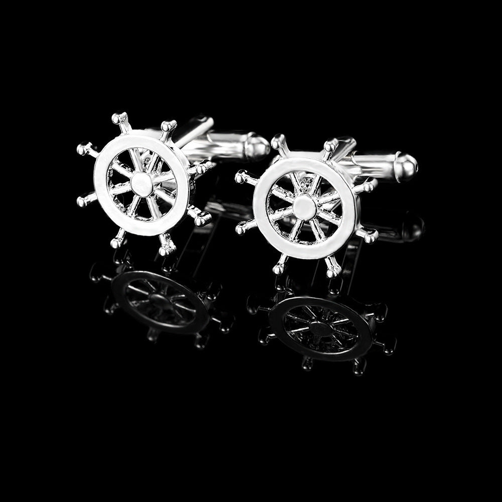 Simple Trendy Men's Rudder Cufflinks Tie Clip