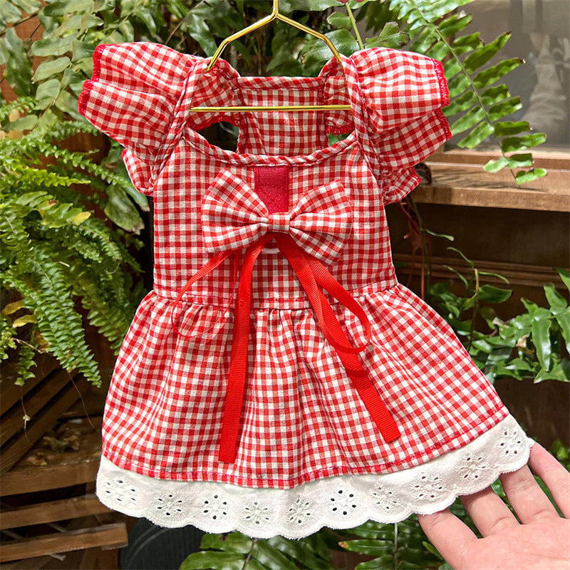 Pet Clothes Flounced Sleeve Three Colors Dress