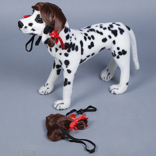 Pet Dog Wig Tied Double Braid Funny Performance Props