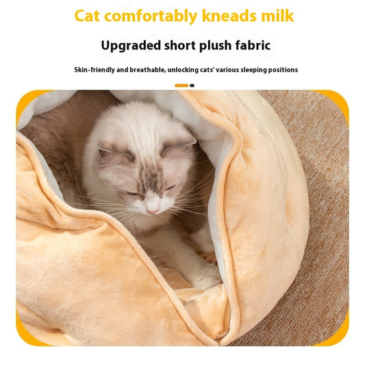 Semi-closed Breathable Four Seasons Universal Dumpling Cat Nest Short Plush