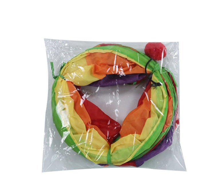 Rainbow S-shaped Cat Tunnel Self-hey Educational Cat Toy Collapsible Cat Tunnel
