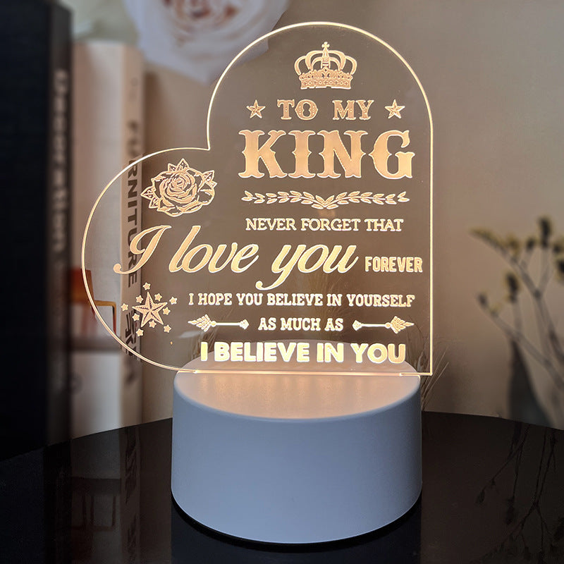 Creative 3D Night Heart Shaped Blessing Language USB Small Table Lamp
