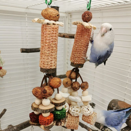 Peony Parrot Bite Cuttlebone Carambola Corncob Vine Bal String Toy Combination