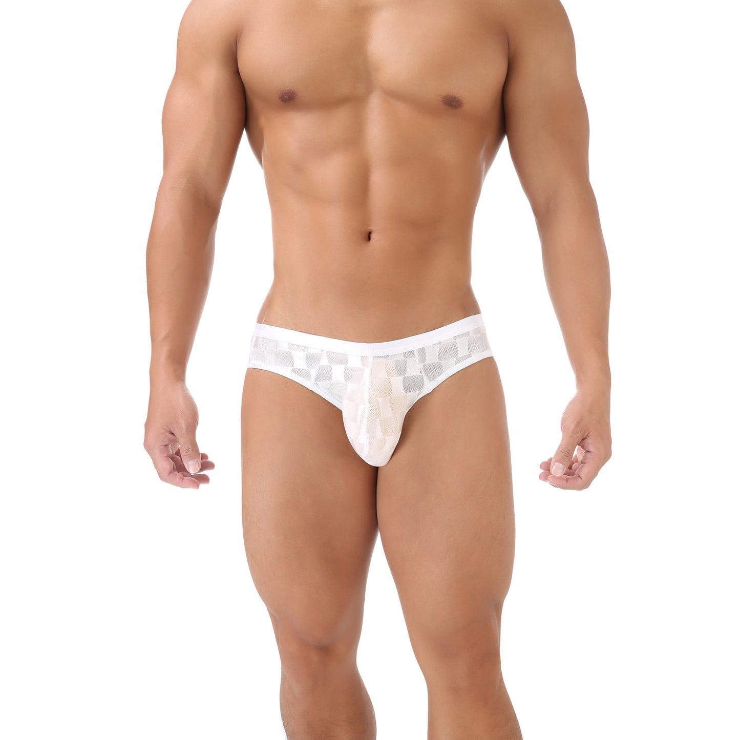 Men's Mesh Breathable U-convex Plaid Underpants