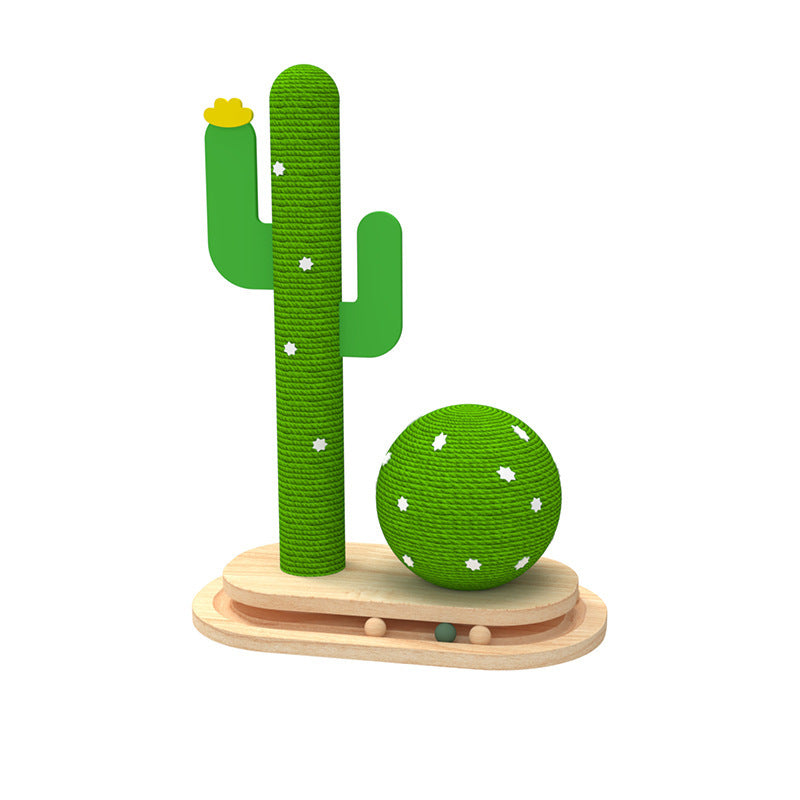 Cactus Cat Toy Wheel Grab Pillar Solid Wood