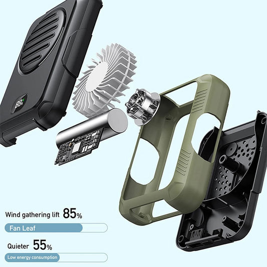 Leaf Less Waist Hanging Fan For Outdoor Sports Large Capacity Battery USB Charging Portable High Wind Hanging Neck Fan