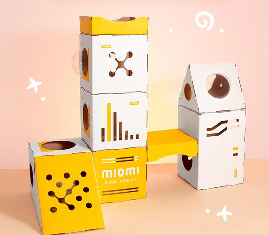 Castle Corrugated Paper Cat House Villa Carton Wear-Resistant Cat Litter