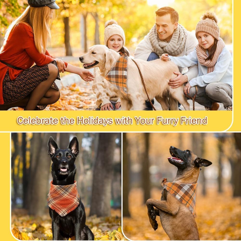 Vivifying Fall Dog Bandana With Tassels Edges Classic Plaid Triangle Dog Apparel Accessories Unny Dog Scarf Costume For Thanksgiving Photo Prop And Party Decor