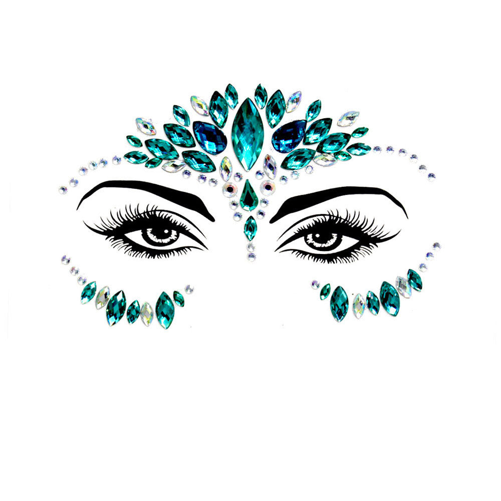 Acrylic Green Resin Diamond Face Sticker Rhinestone Face Sticker Crystal Diamond Eyebrow Sticker Diamond