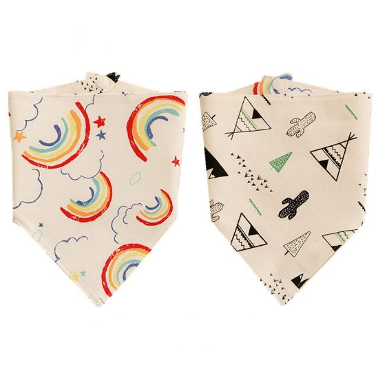 Baby Double-sided Triangle Scarf Children's Triangle Bib Cotton Printed Triangle Saliva Towel