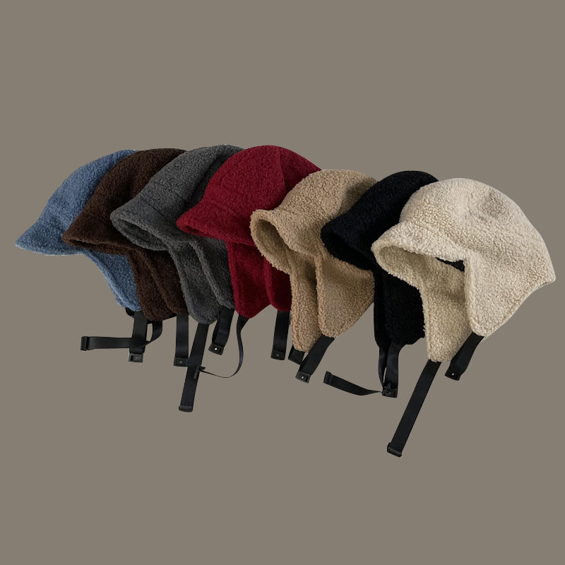Men's Lamb Wool Ski Flying Ear Protection Baseball Hat