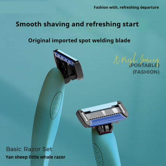 Men's Shaver 5 1-layer Imported Cutter Head Whale Style Shaving Manual Shaver 1 Handle 2 Cutter Head 1 Base