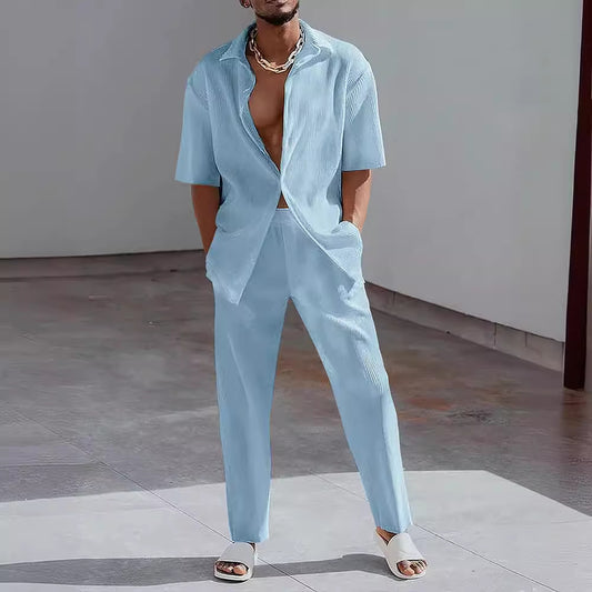 3D Short-sleeved Trousers Shirt Outfit