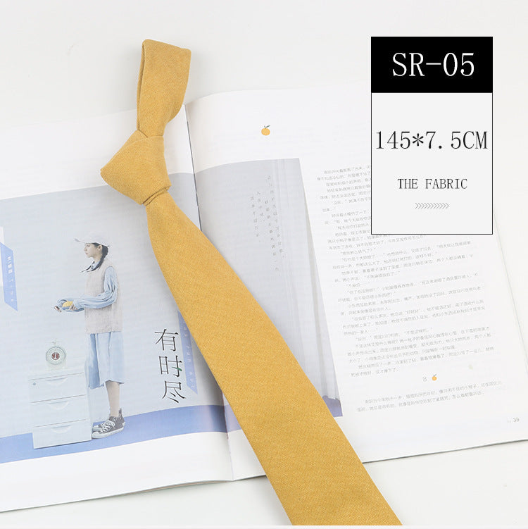 Korean Style Casual Suede Pure Color Artistic Shirt Macaron Color 7cm Hand Tie