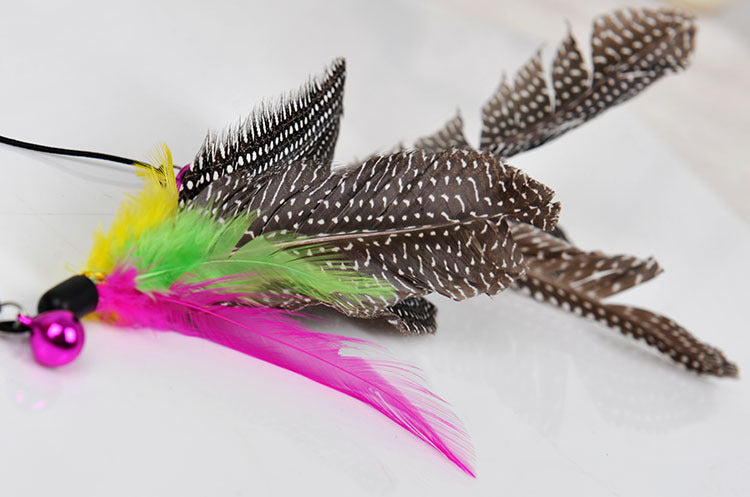 Pearl Bird Cat Teaser Feather Pet Toy Bell Cat Playing Rod