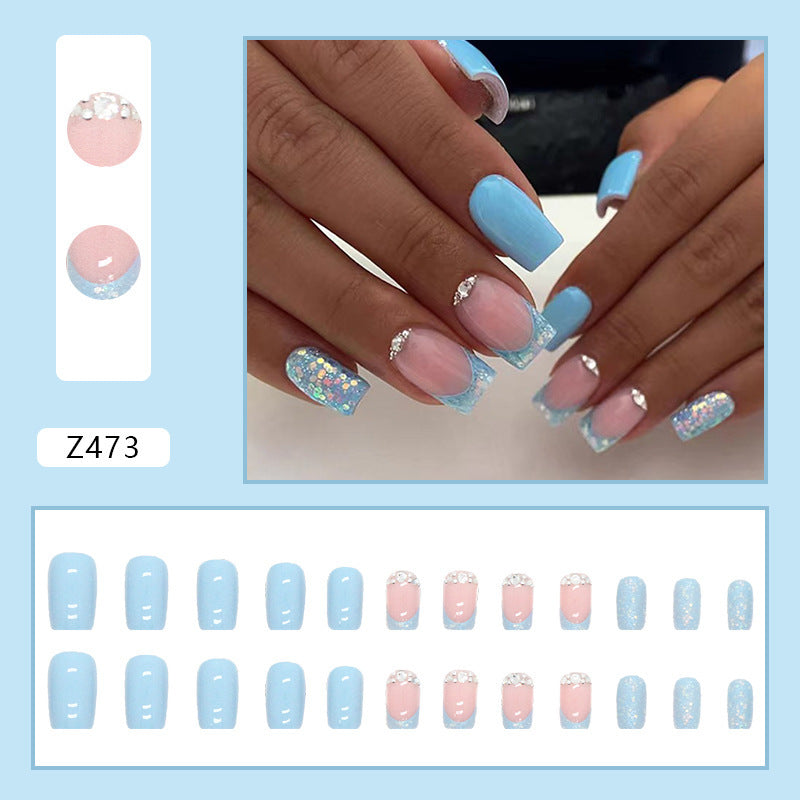 Nail Patch Wearing Black Bevel French