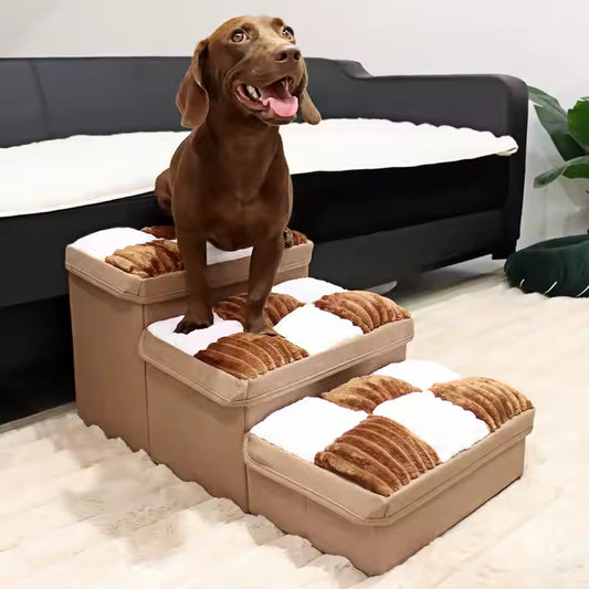 Luxury Chessboard Handmade Steps With Dog Stairs And Storage Space