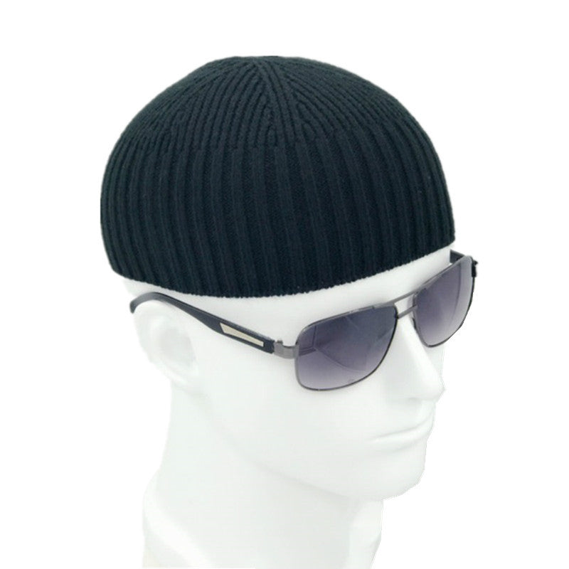 Short Cotton Knit Hat Men's Winter Woolen Thread