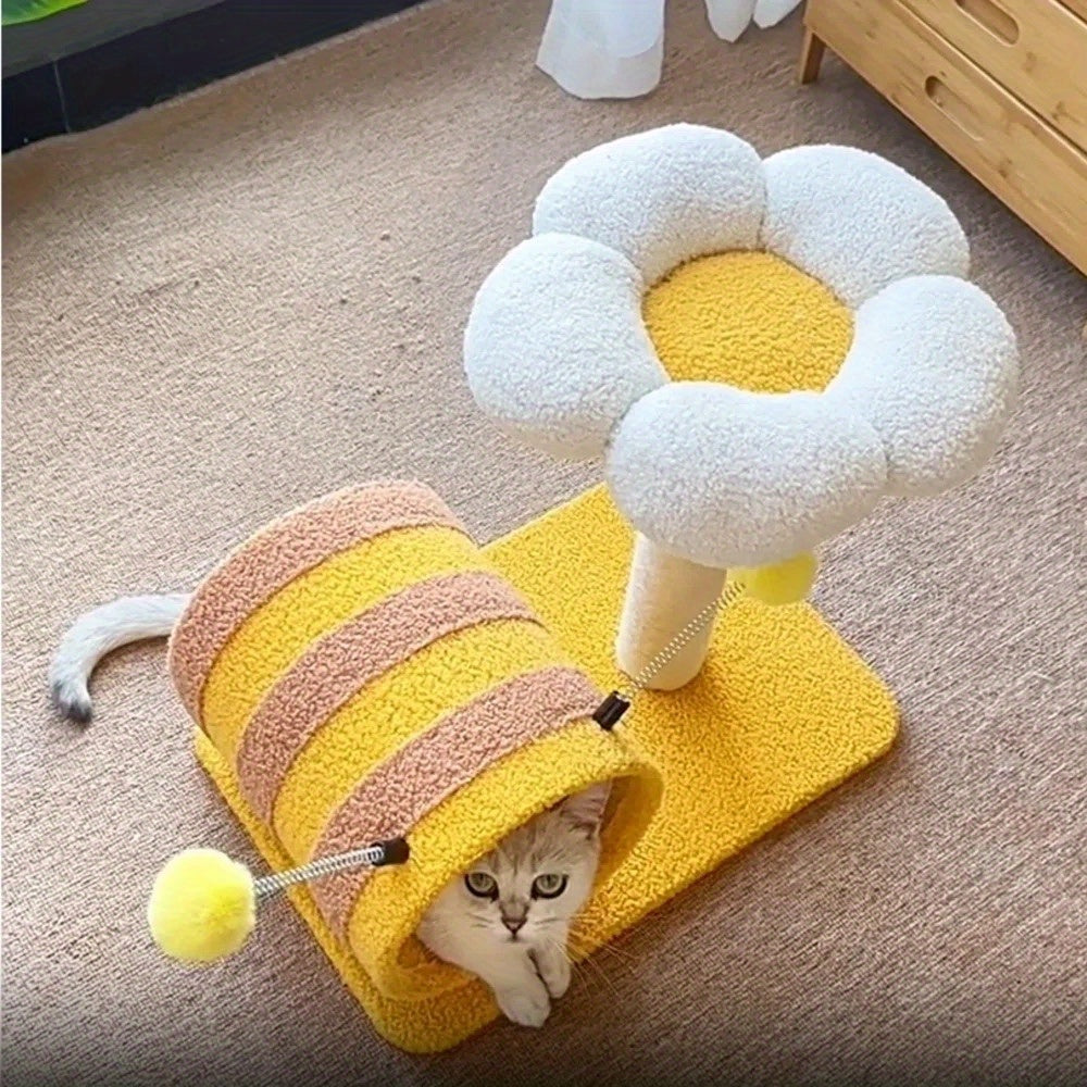 Bee Cat Climbing Frame Sisal Cat Scratching Board No Debris Or Occupation Of Cat Scratching Post Cat Supplies Cute Cat Tree Cat Scratching Post With Tunnel