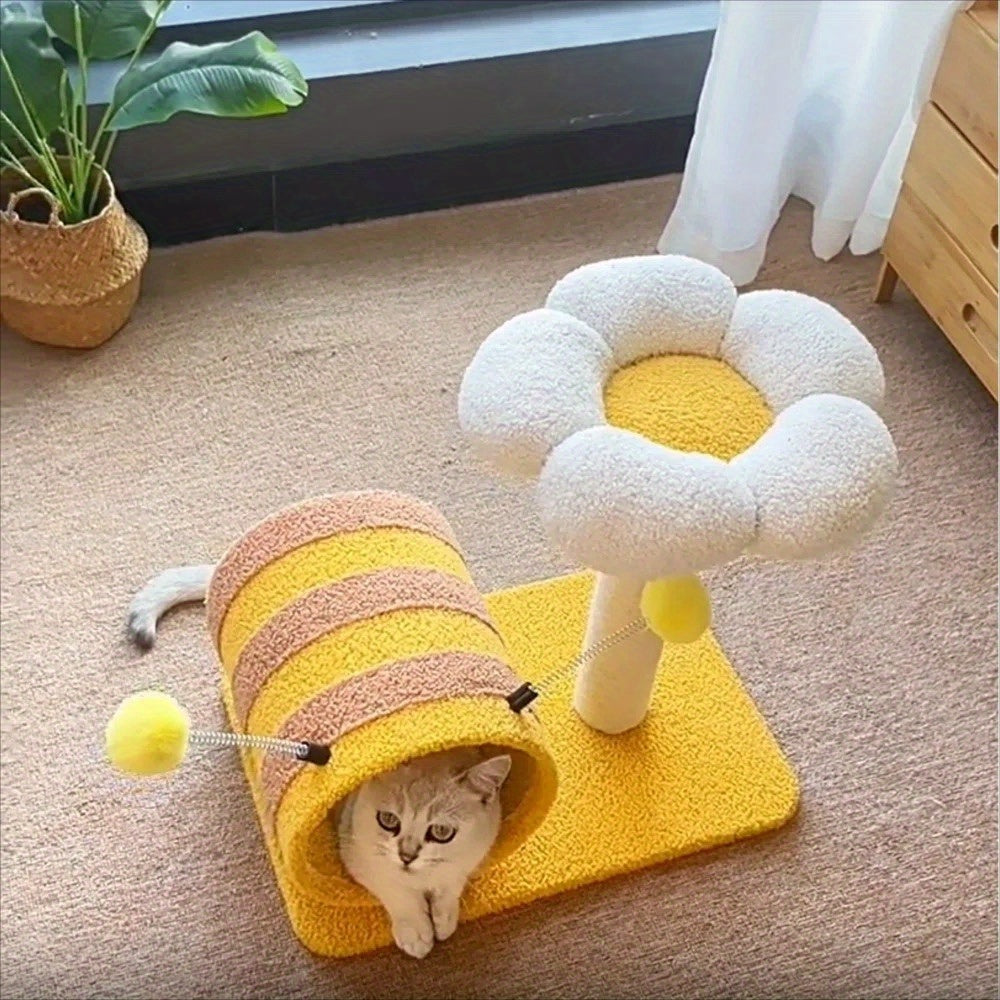 Bee Cat Climbing Frame Sisal Cat Scratching Board No Debris Or Occupation Of Cat Scratching Post Cat Supplies Cute Cat Tree Cat Scratching Post With Tunnel