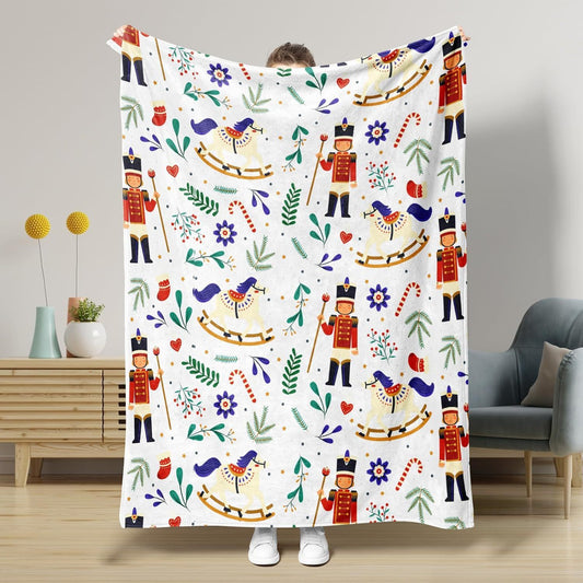 Nutcracker Pattern Blanket Boy Girl Christmas Gift Four Seasons Universal Suitable For Bed Sofa Decoration