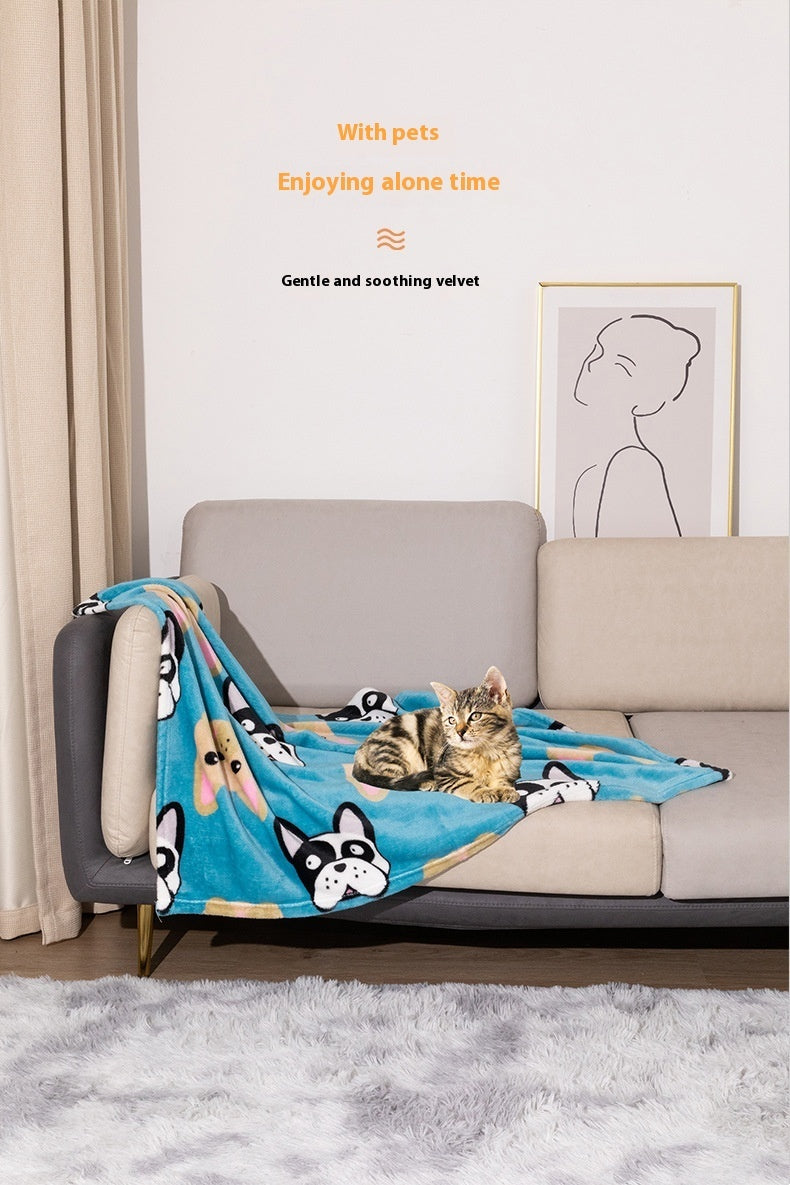 Pet Blanket Kennel Mat Dog Warm Double-sided Thickened Flannel