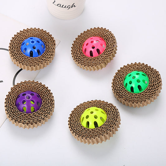 Corrugated Paper Cat Toy Plastic Ball