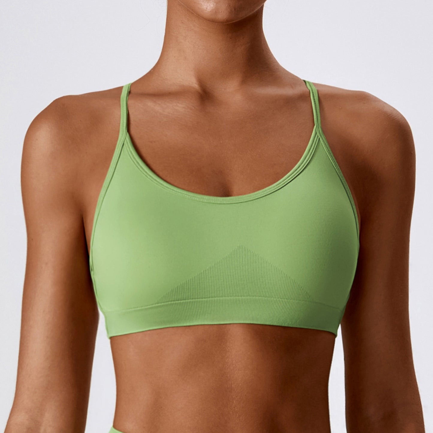 Seamless Knitted Yoga Straps Cross Motion Workout Bra