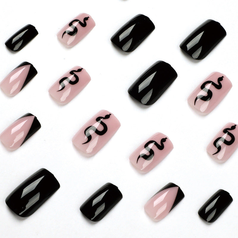 Nail Patch Wearing Black Bevel French