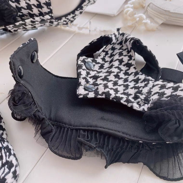 Pet Bird Check Vest Traction Suit