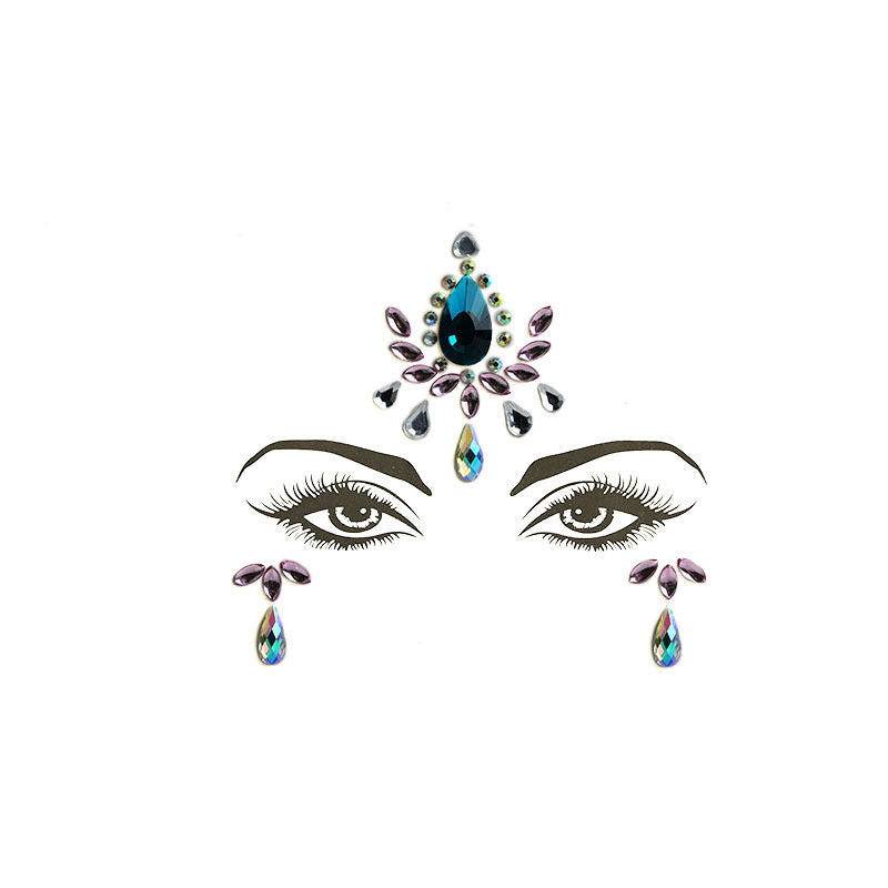 Acrylic Green Resin Diamond Face Sticker Rhinestone Face Sticker Crystal Diamond Eyebrow Sticker Diamond