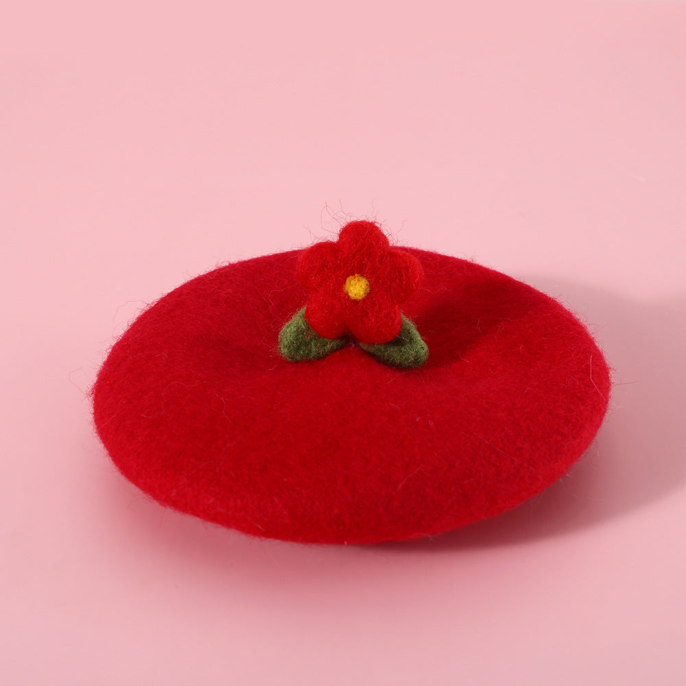 Pet Cat Dog Wool Felt Flower Hat
