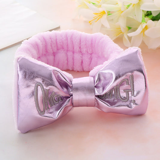 Cute Letters Bow Hair Band Girls Makeup And Face Wash Hair Band