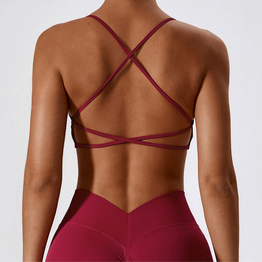 Seamless Knitted Yoga Straps Cross Motion Workout Bra