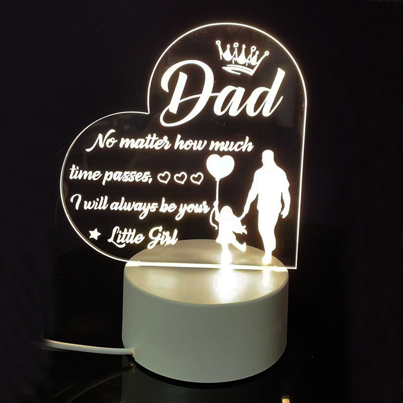 Creative 3D Night Heart Shaped Blessing Language USB Small Table Lamp