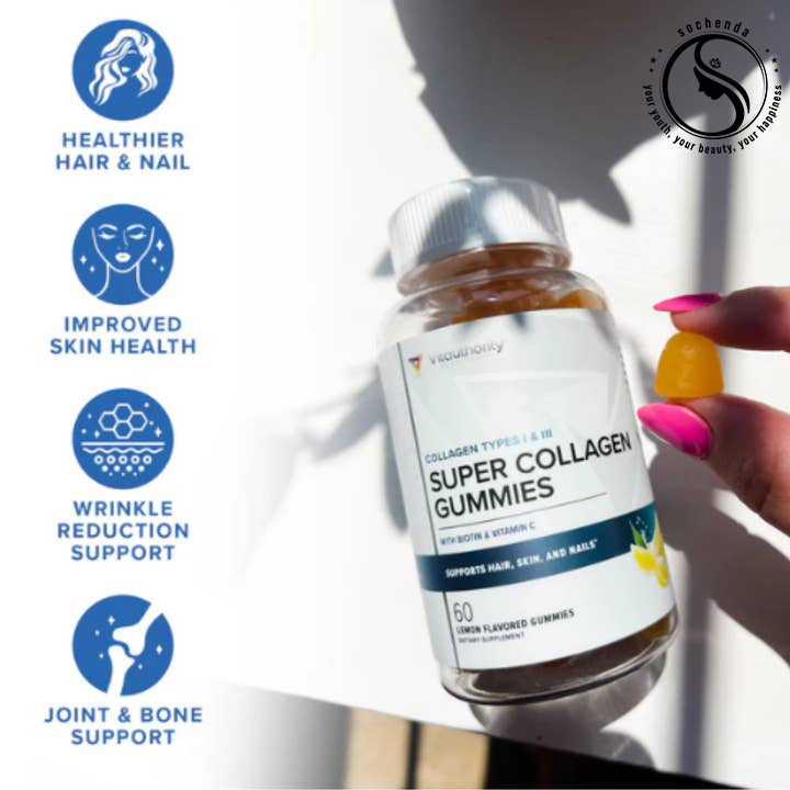 Super Collagen Gummies – Skin & Joints (Strawberry Lemonade Flavor) Support Skin Elasticity | Reduce Wrinkles | Promote Joint Health