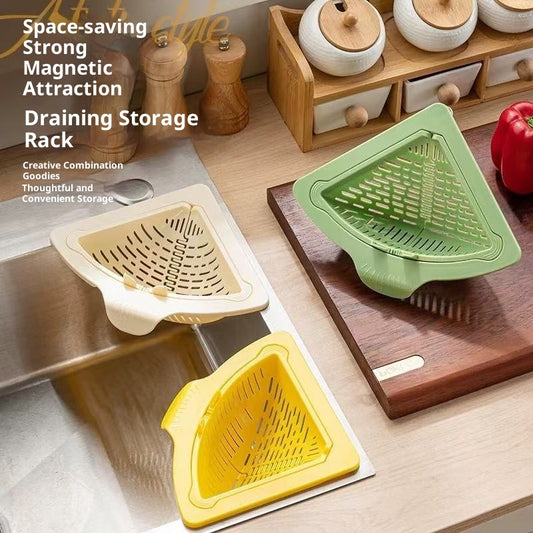 Magnetic Suction Cleaning Food Triangle Drain Basket