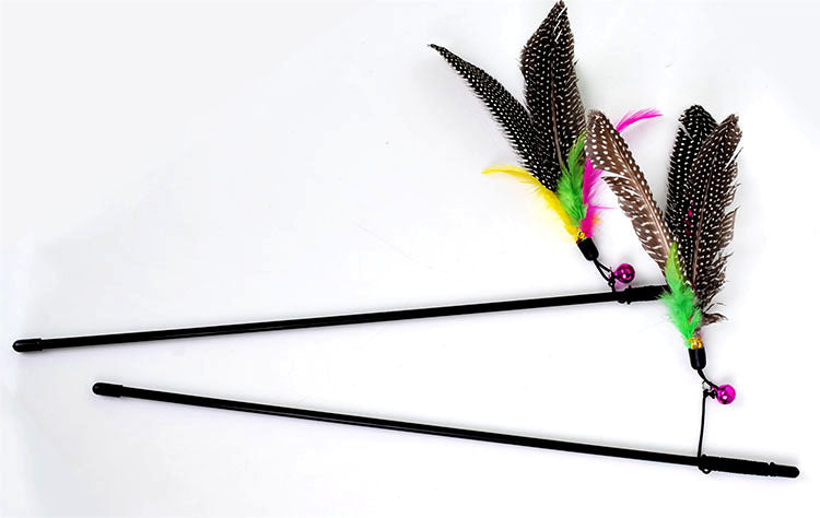 Pearl Bird Cat Teaser Feather Pet Toy Bell Cat Playing Rod