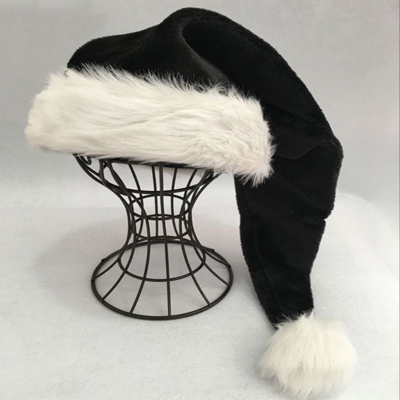 Black Plush Hat Adult Christmas