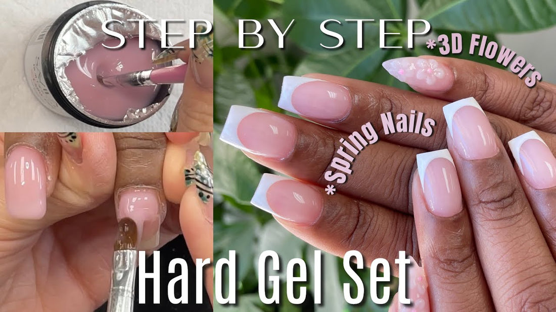 Step-by-Step Guide to a Full Hard Gel Set with French Tips and 3D Spring Flowers