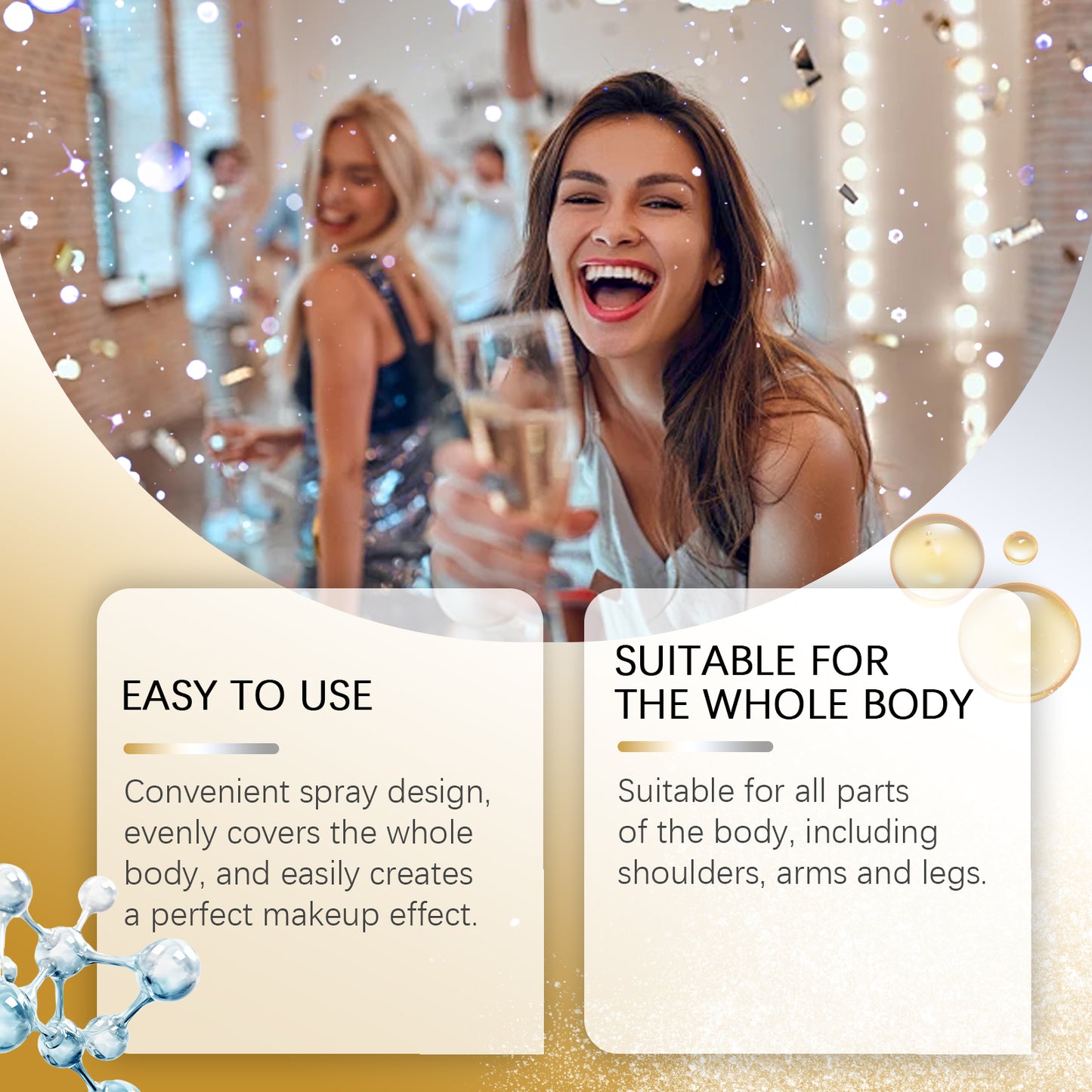 Gold And Silver Glitter Spray Series Long-Lasting Shine Natural Stereoscopic Body Highlight Shine Spray