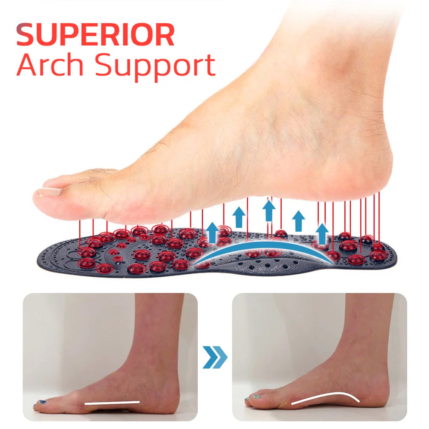 Far Infrared Tourmaline Acupressure Insoles, Vein Repair Body Care Slimming Body Anti-Slip Wear Arch Support Insoles